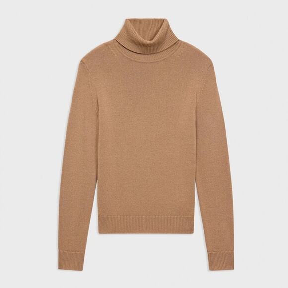 MENS THEORY Camel Khaki Beige Tan Cashmere Solid Pullover Turtleneck Sweater XS - Picture 4 of 11